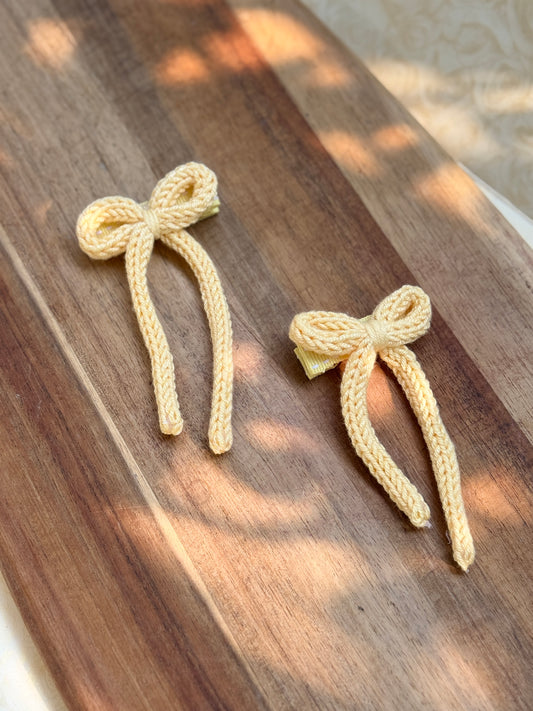 I-Cord Bow Hair Clip - Yellow