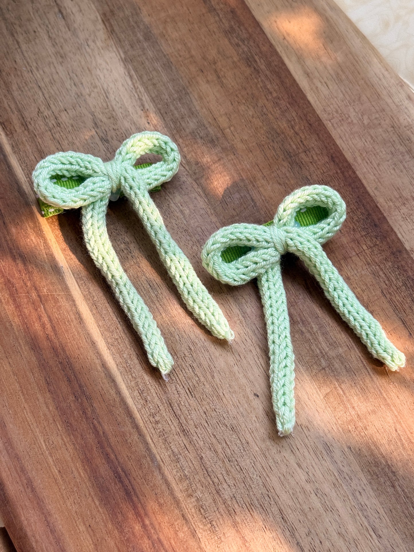 I-Cord Bow Hair Clip - Green