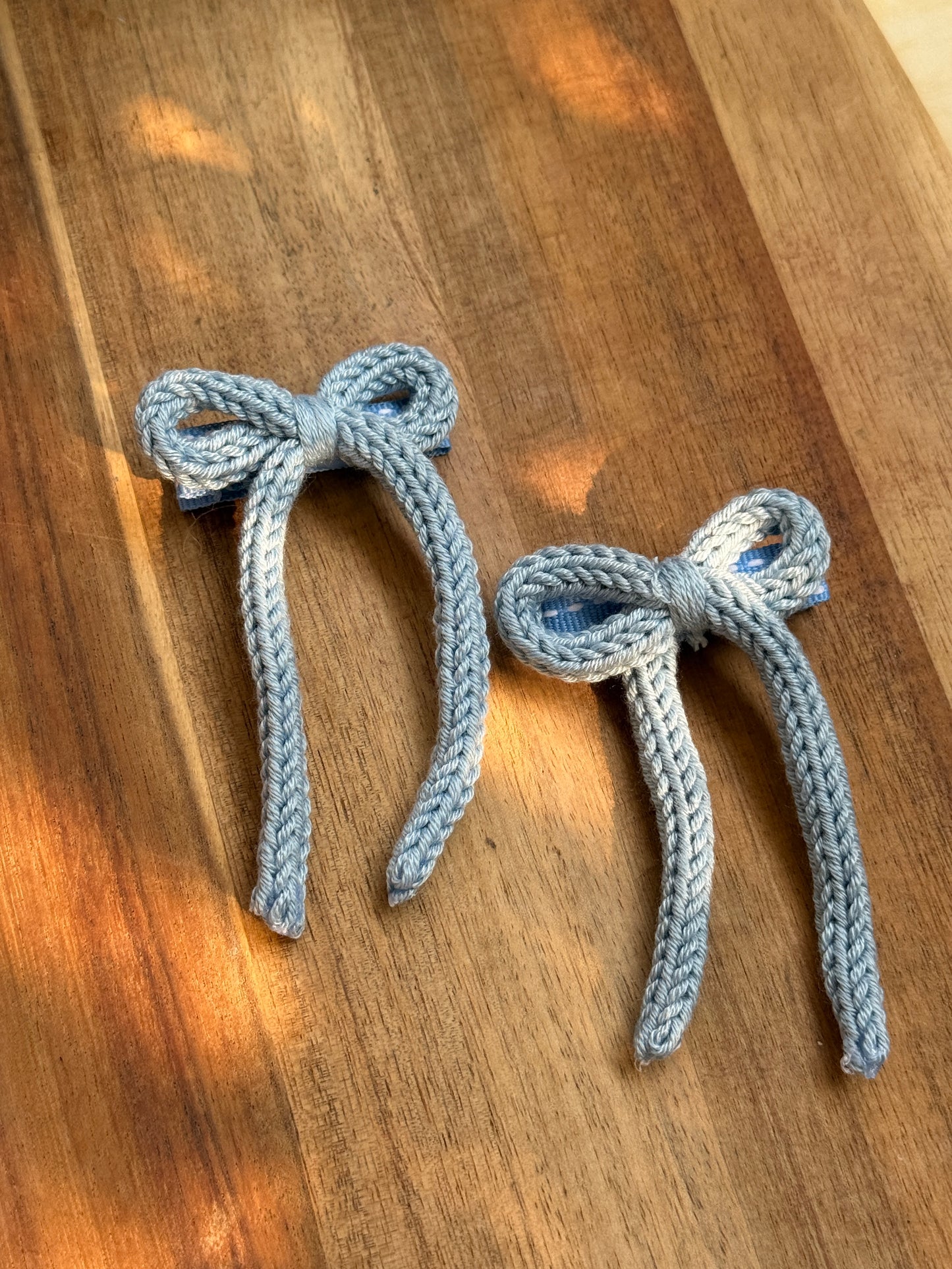 I-Cord Bow Hair Clip - Greyish Blue