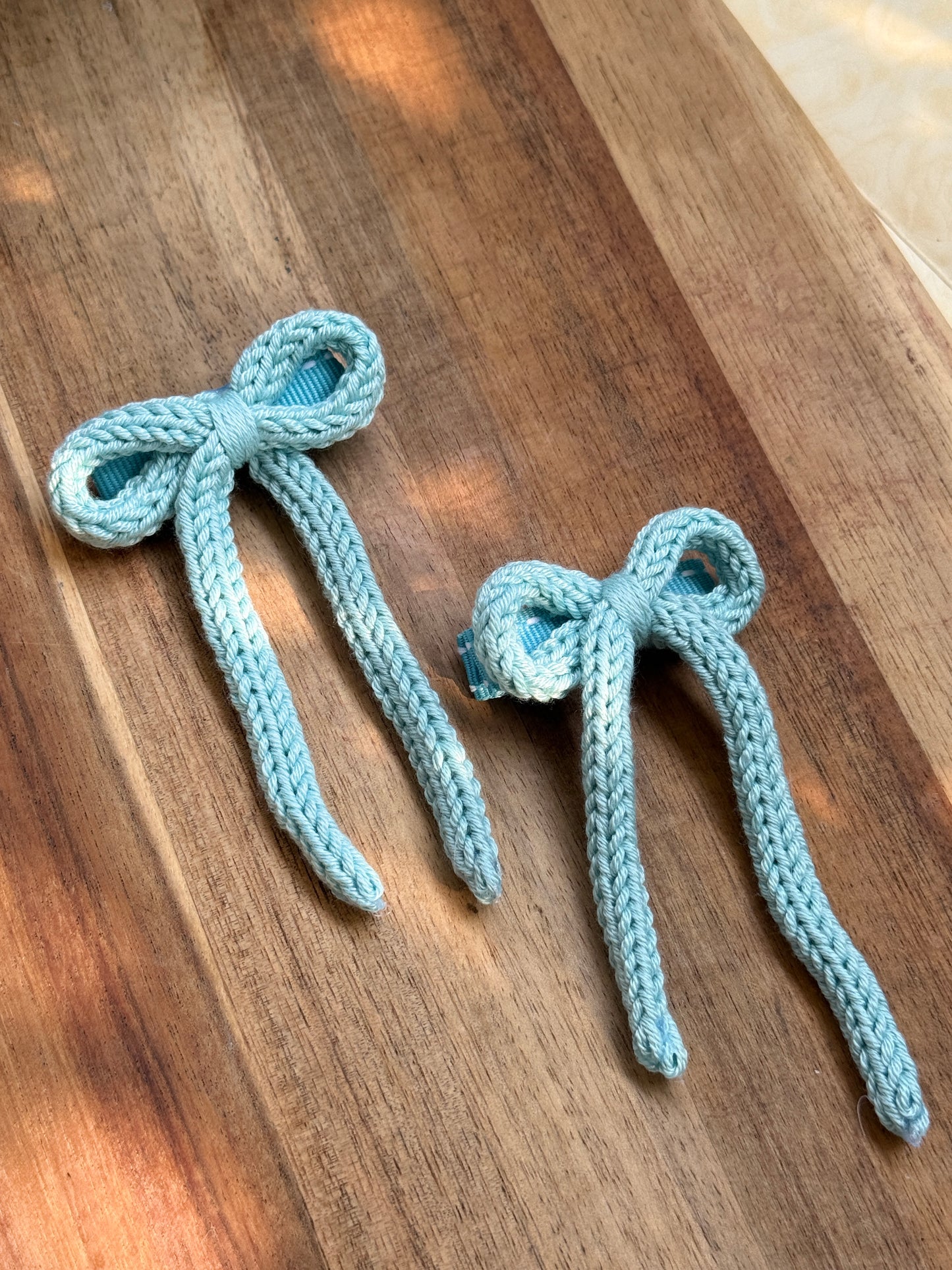 I-Cord Bow Hair Clip - Sky Blue