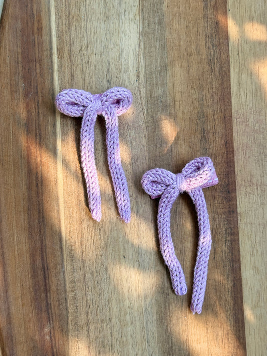 I-Cord Bow Hair Clip - Purple