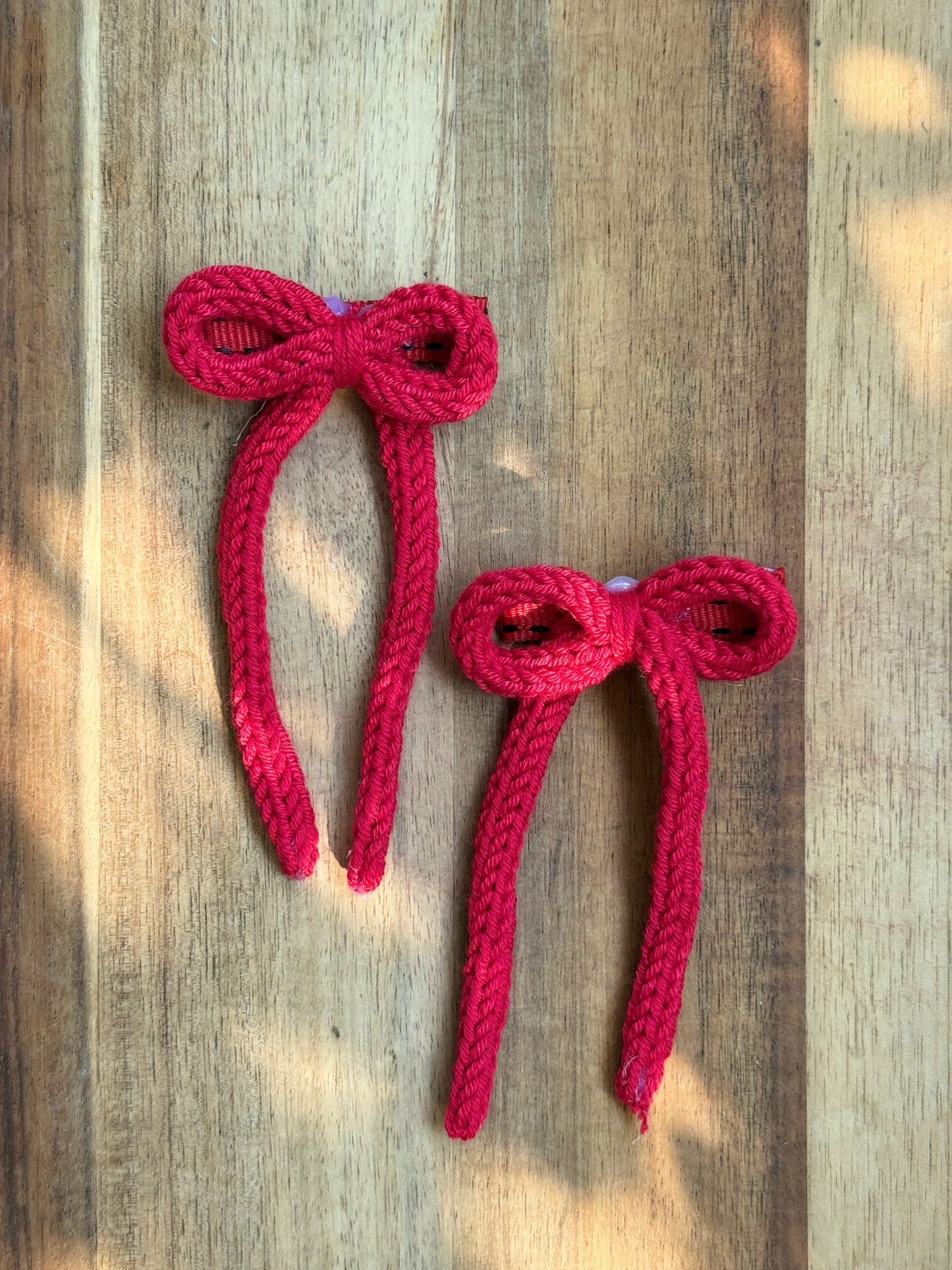 I-Cord Bow Hair Clip - Red
