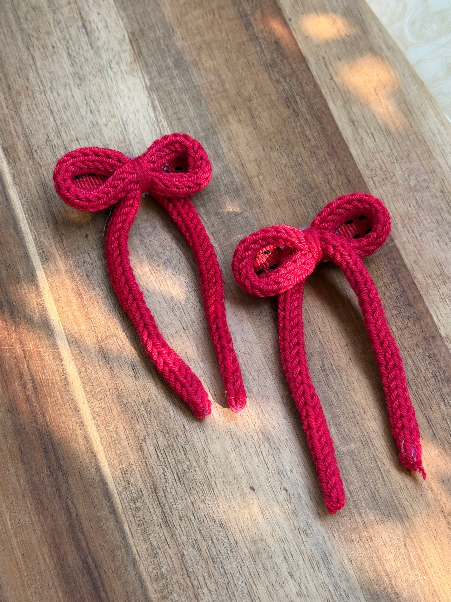 I-Cord Bow Hair Clip - Red