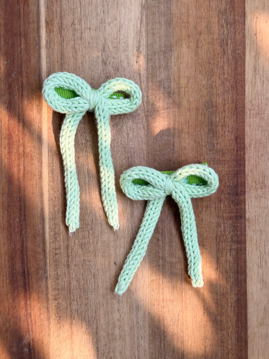 I-Cord Bow Hair Clip - Green