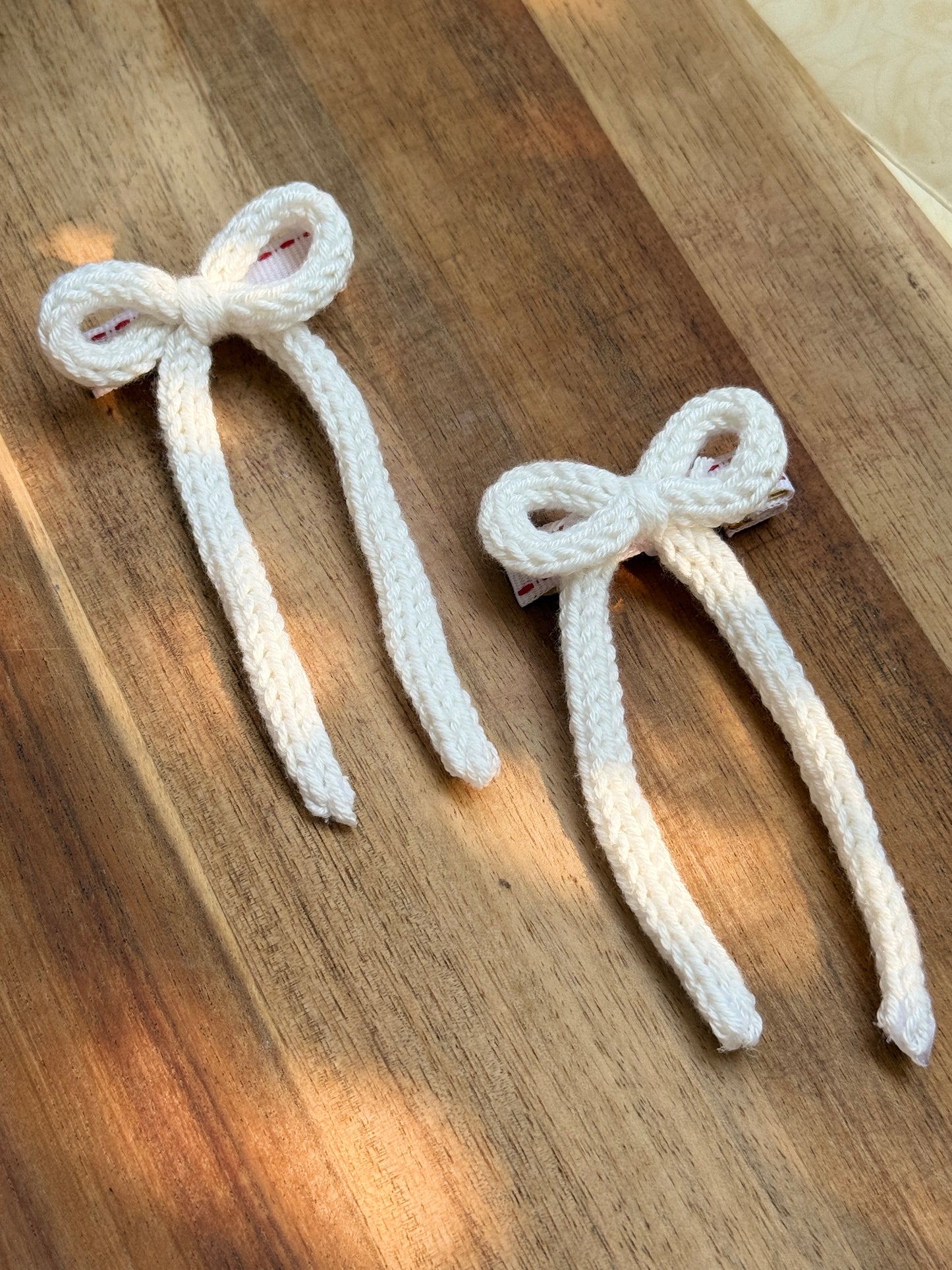 I-Cord Bow Hair Clip - White