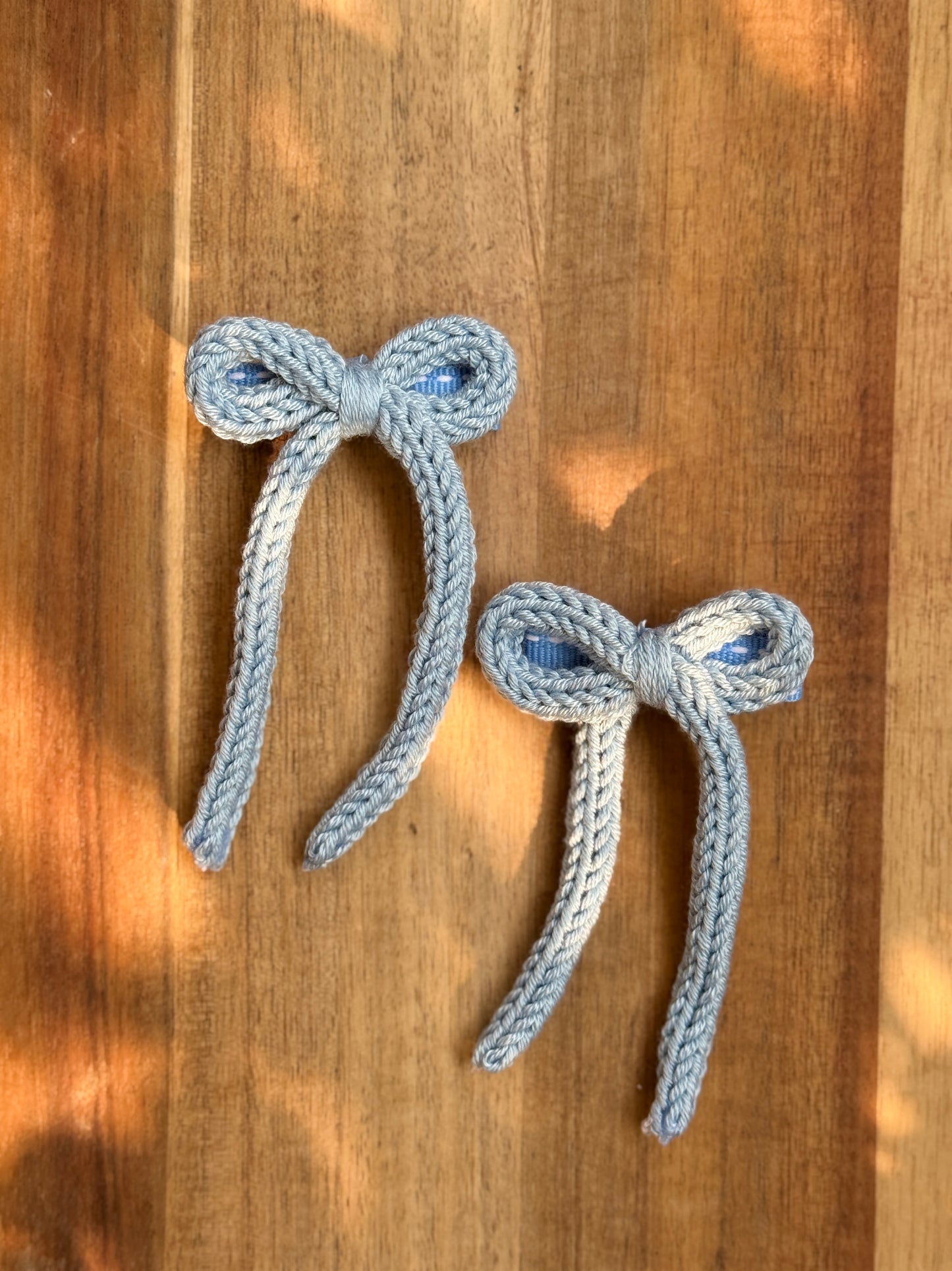 I-Cord Bow Hair Clip - Greyish Blue