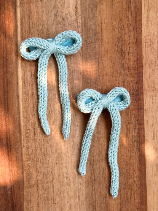 I-Cord Bow Hair Clip - Sky Blue