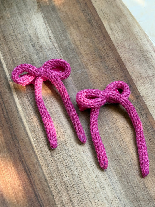 I-Cord Bow Hair Clip - Magenta
