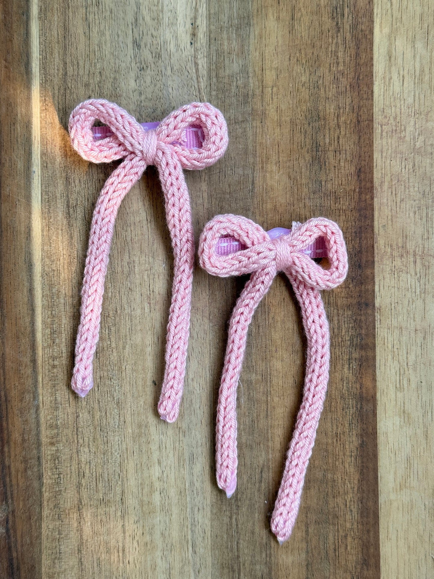 I-Cord Bow Hair Clip - Pink