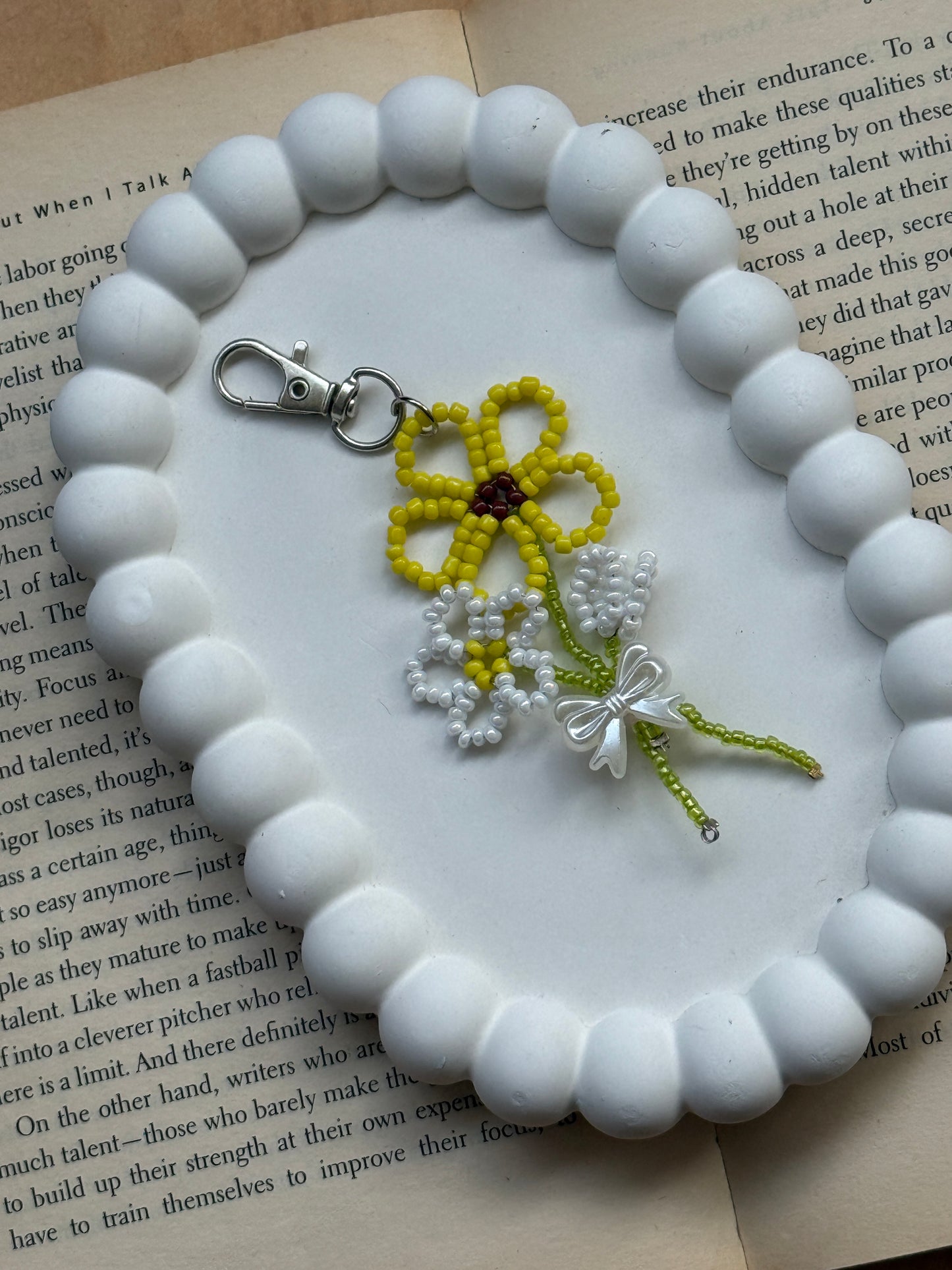 Beaded Floral Bouquet Bag Charm & Keychain